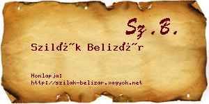 Szilák Belizár névjegykártya